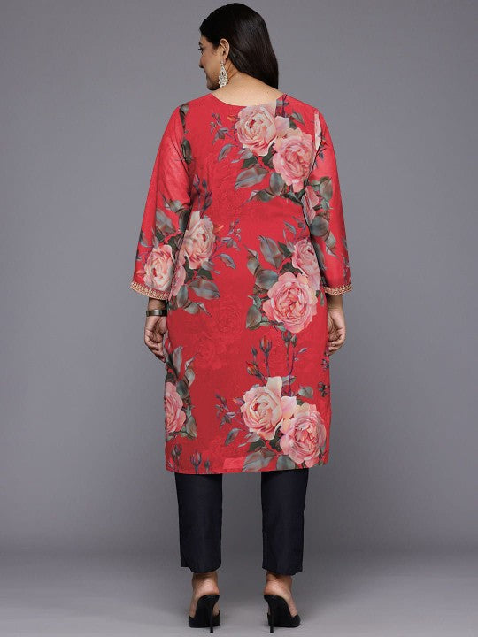 Plus Size Floral Printed Georgette Kurta