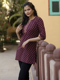 Thumbnail for Women Maroon Printed Tunic