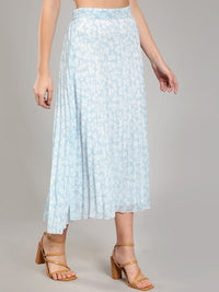Thumbnail for Women Red & White Floral Printed A-Line Knee-Length Skirts
