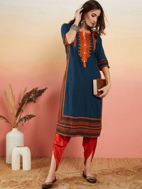 Thumbnail for Floral Yoke Printed Mirror Work Kurta