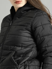 Thumbnail for women-black-solid-puffer-jacket