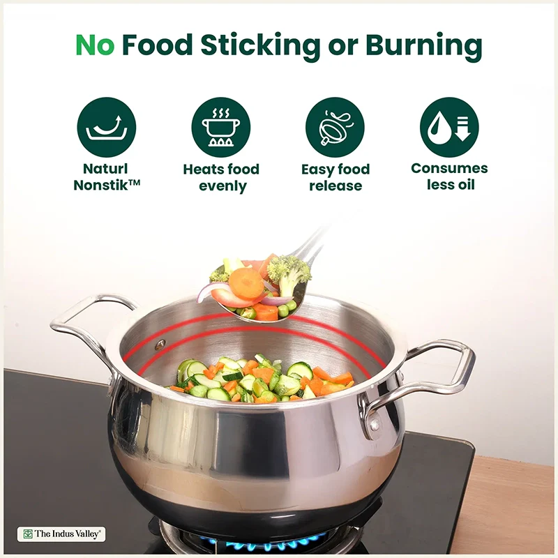 Biryani Cooking Pot+ Glass Lid, Premium Quality, 3 Layer Thick Body, 100% Toxin