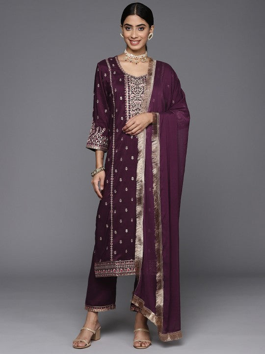 women-floral-embroidered-regular-kurta-with-trousers-&-with-dupatta
