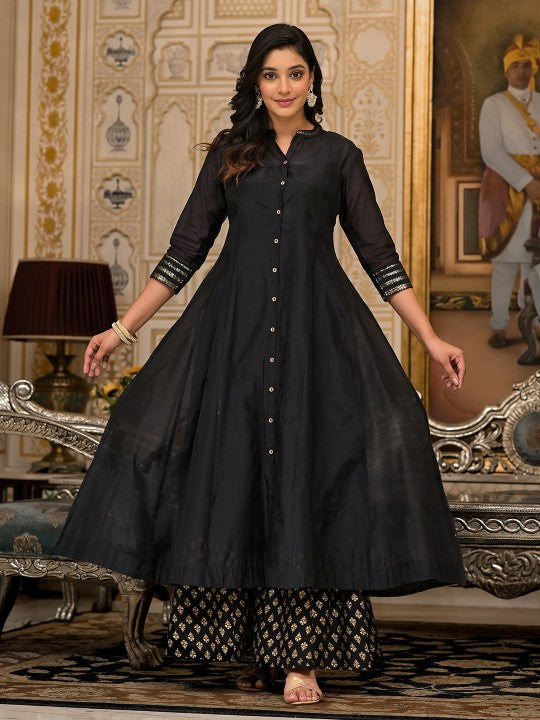 Women Green Solid Anarkali Kurta