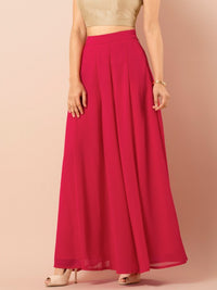 Thumbnail for women-pink-solid-flared-palazzos