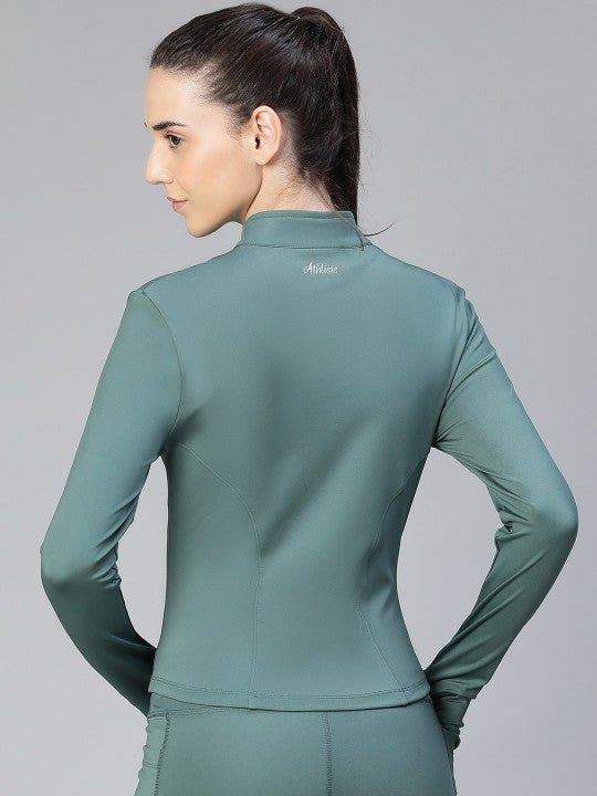 Women Geometric Lightweight Crop Training or Gym Sporty Jacket