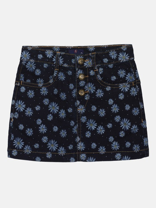 girls-floral-printed-denim-knee-length-a-line-skirts