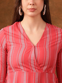 Thumbnail for striped-straight-kurta-with-side-tie-ups