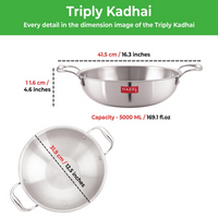Thumbnail for Hazel Triply Stainless Steel Induction Bottom Kadhai