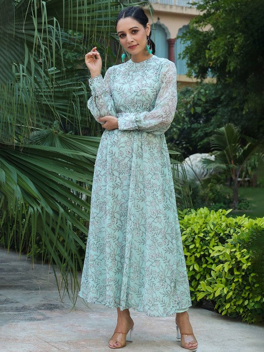 sea-green-floral-chiffon-midi-dress