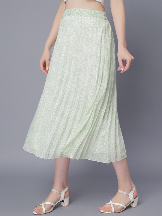 Women Red & White Floral Printed A-Line Knee-Length Skirts