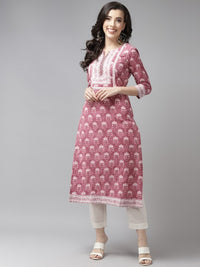 Thumbnail for Floral Printed A-line Calf-Length Kurta