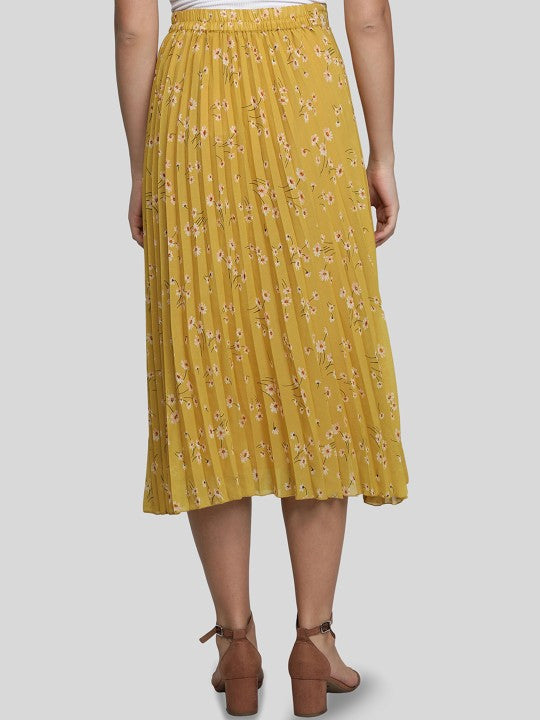 Women Red & White Floral Printed A-Line Knee-Length Skirts