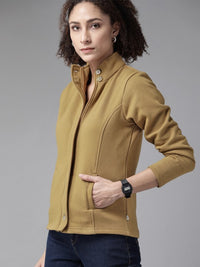 Thumbnail for Women Brown Solid Tailored Jacket
