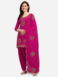 Thumbnail for pink-embroidered-unstitched-dress-material