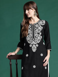 Thumbnail for floral-embroidered-thread-work-kurta