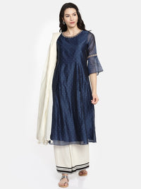Thumbnail for White Solid Pure Cotton Dupatta