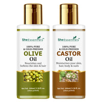 Thumbnail for She Essentials 100% Pure Castor & Olive Oil For Skincare & Haircare