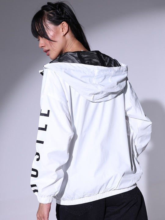 Typography Printed Windcheater Bomber Jacket