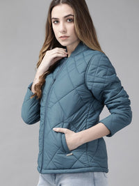 Thumbnail for Women Black Solid Quilted Jacket