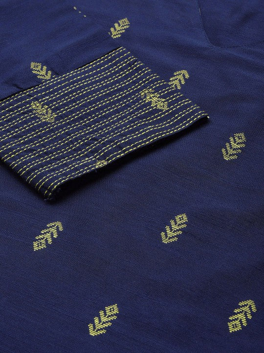 Women Green & Gold-Toned Ethnic Motifs Dobby Kurta