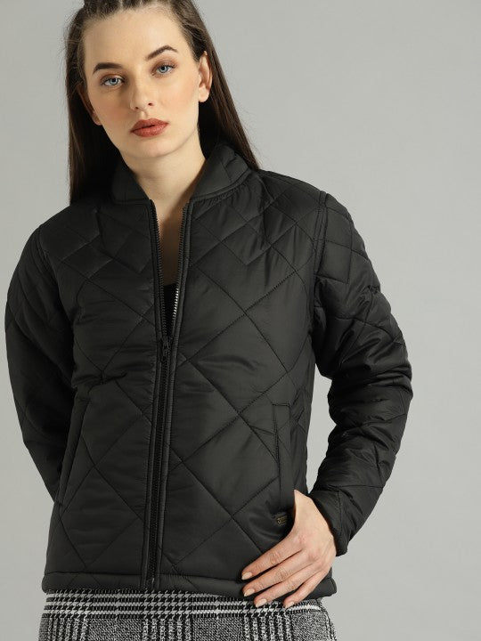 women-black-solid-quilted-jacket