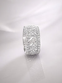 Thumbnail for Rhodium-Plated-Cubic-Zirconia-Stone-Studded-Finger-Ring
