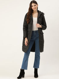 Thumbnail for women-black-solid-longline-parka-jacket
