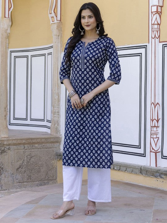 women-navy-blue-ethnic-printed-cotton-straight-kurta