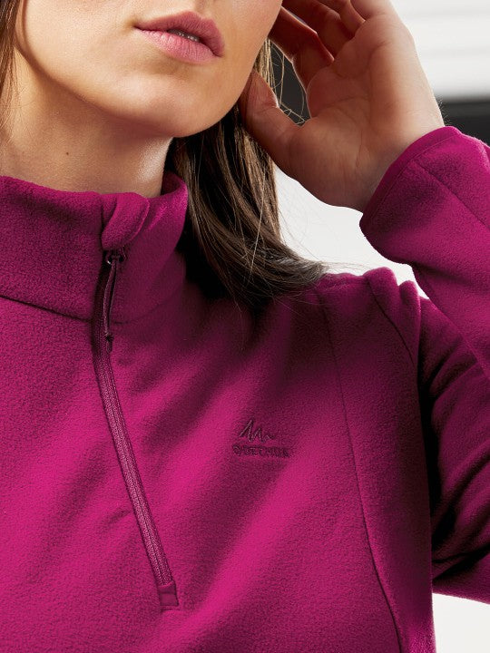 women-pink-fleece-windcheater-outdoor-sporty-jacket