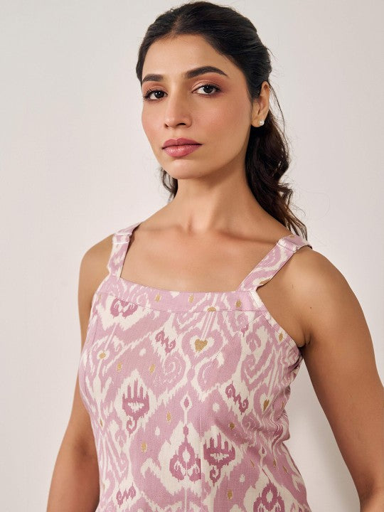 Women Pink & Magenta Printed Strappy Straight Kurta
