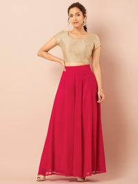 Thumbnail for women-pink-solid-flared-palazzos