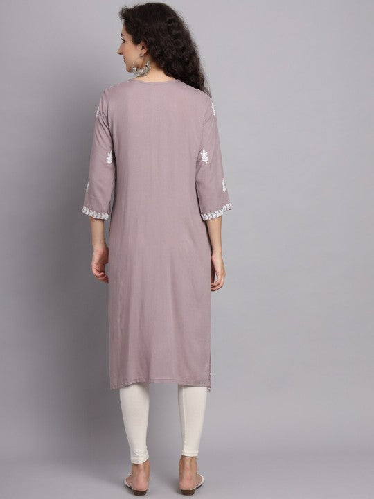 Floral Embroidered Straight Kurta