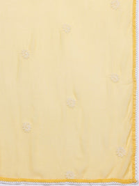 Thumbnail for floral-embroidered-thread-work-pure-cotton-kurta-with-trousers-&-dupatta