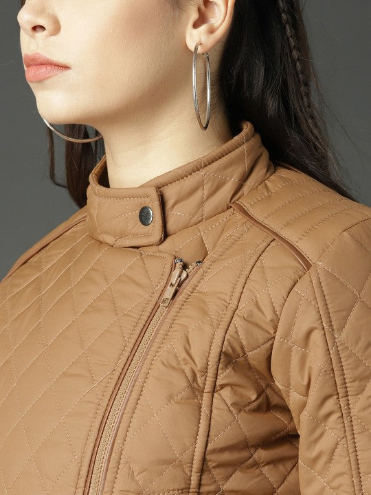 Women Black Solid Puffer Jacket