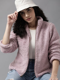 Thumbnail for the-lifestyle-co.-women-lavender-solid-sherpa-jacket