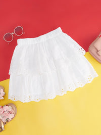 Thumbnail for girls-flared-knee-length-pure-cotton-skirts