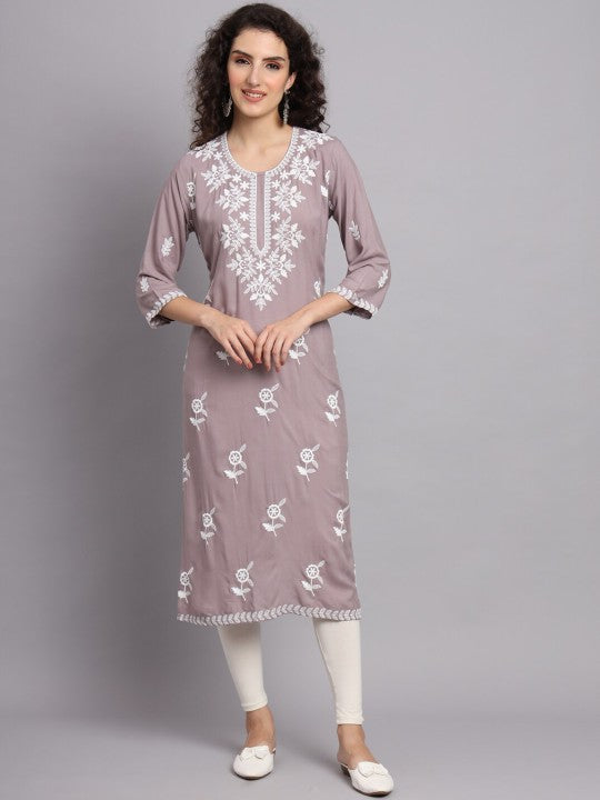 Floral Embroidered Straight Kurta
