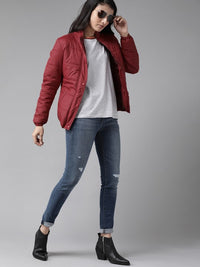 Thumbnail for Women Brown Solid Padded Jacket