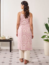 Thumbnail for Women Pink & Magenta Printed Strappy Straight Kurta