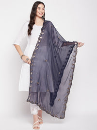 Thumbnail for Ethnic Motifs Embroidered Chiffon Dupatta with Gotta Patti