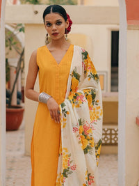 Thumbnail for Women Black Ethnic Motifs Pure Cotton Kurta with Palazzos & Dupatta