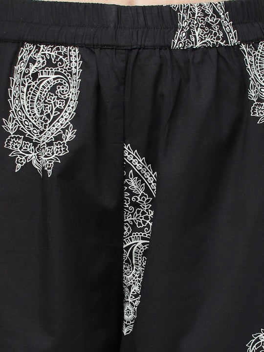 Paisley Printed Pure Cotton Straight Kurta with Trousers