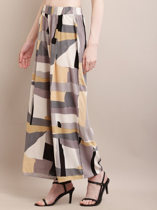 Colourblocked Wide Leg Palazzos