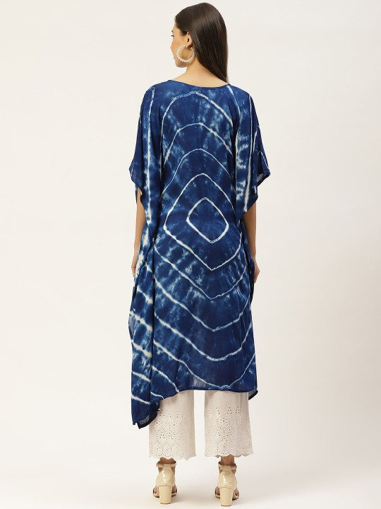 women-navy-blue-&-white-hand-dyed-asymmetric-kaftan-kurta