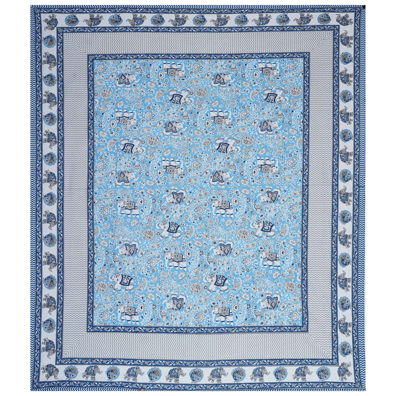 Rudra Bazaar Blue 210 TC Cotton Double King Bedsheet With 2 Pillow Covers