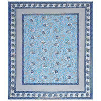 Thumbnail for Rudra Bazaar Blue 210 TC Cotton Double King Bedsheet With 2 Pillow Covers