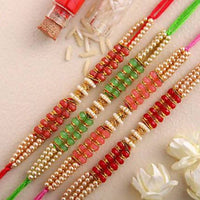 Thumbnail for Set of 4 Pretty Pearls Rakhi and Kaju Katli Box