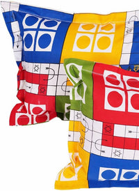 Thumbnail for Vamika Printed Cotton White Bedsheet With Multicolor Ludo Design Bedsheet With Pillow Covers (LEOC_LUDO_BLACK)
