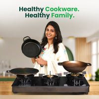 Thumbnail for The Indus Valley Super Smooth Cast Iron Set: Frypan+ Kadai+ Tawa, Kitchen set for Home, Nonstick, 100% Pure,Toxin